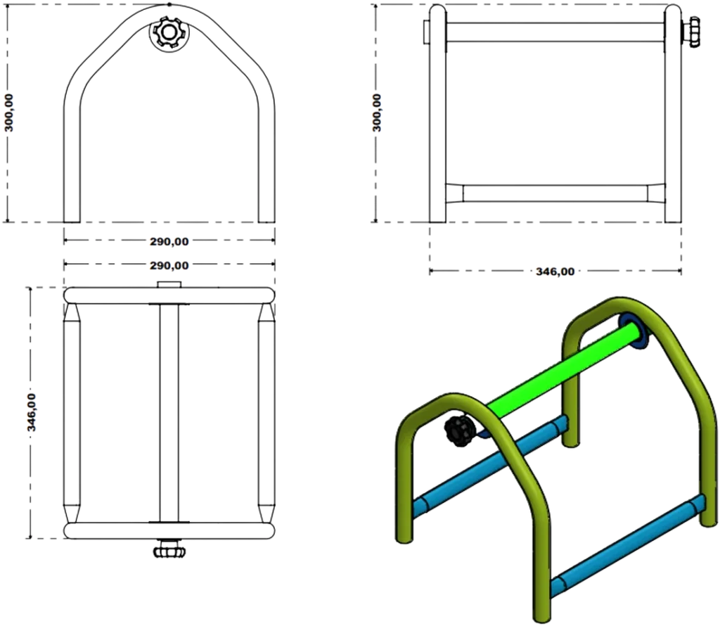 Desenho técnico - Cavalete para Bobina Drop 1 km