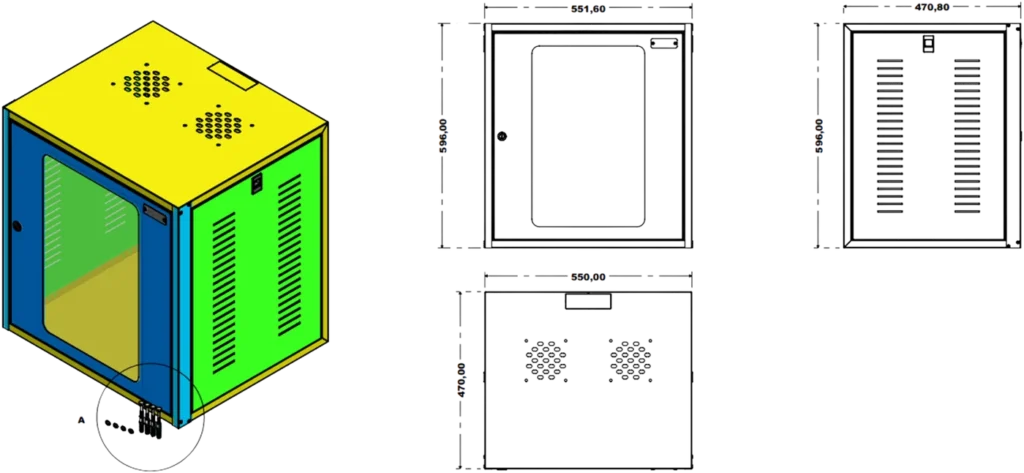 Desenho técnico - Rack Indoor de Parede 12U x 470 mm