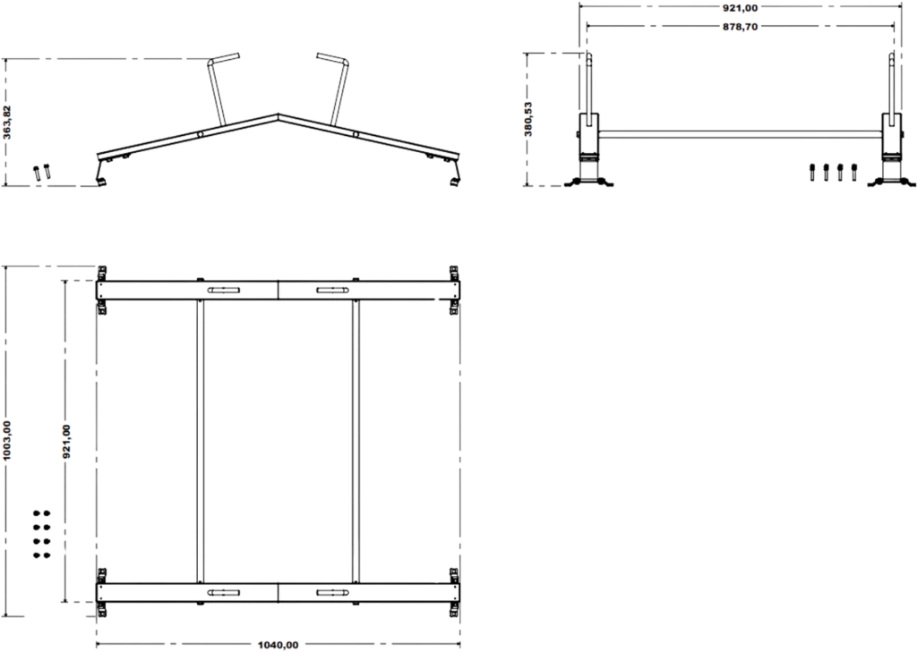 Desenho técnico - Rack Suporte Porta-Escadas de Teto Universal (Modelo Capela)